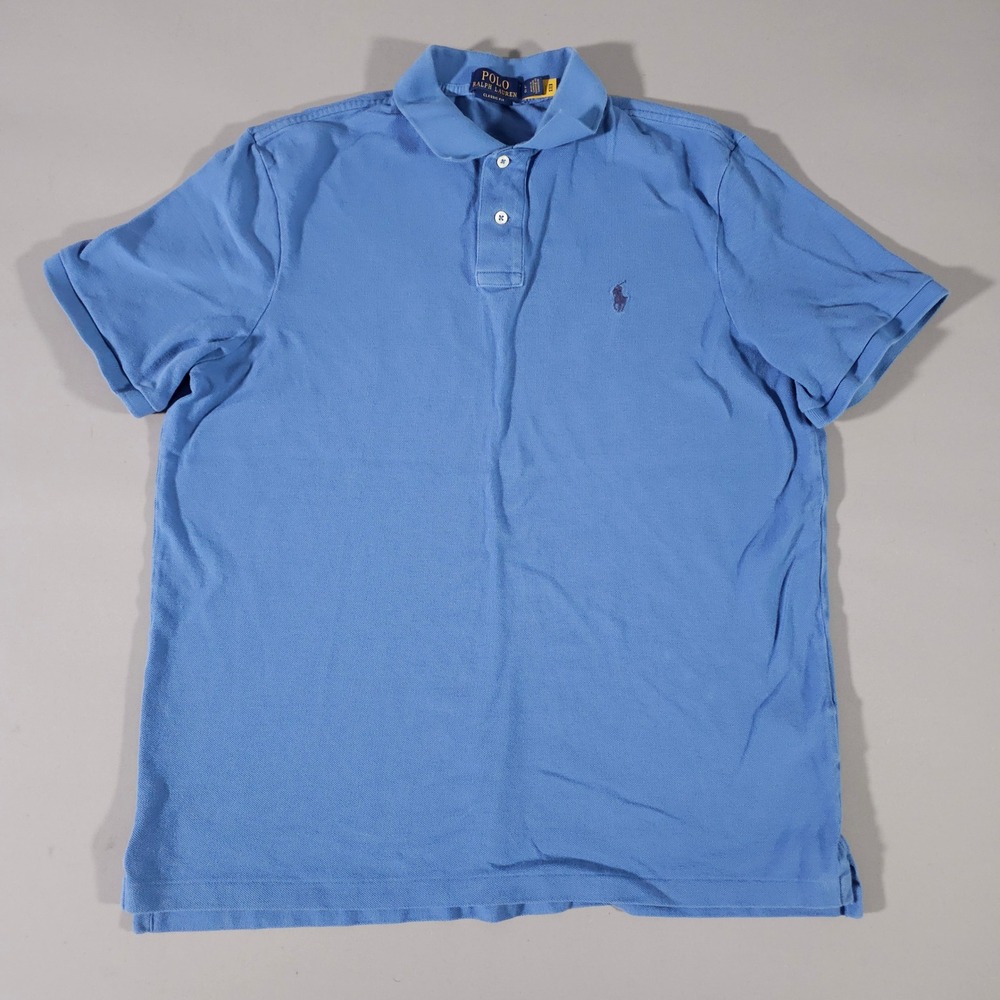 Polo Ralph Lauren Polo Shirt Mens Large Blue Short Sleeve Classic Fit Pony Logo